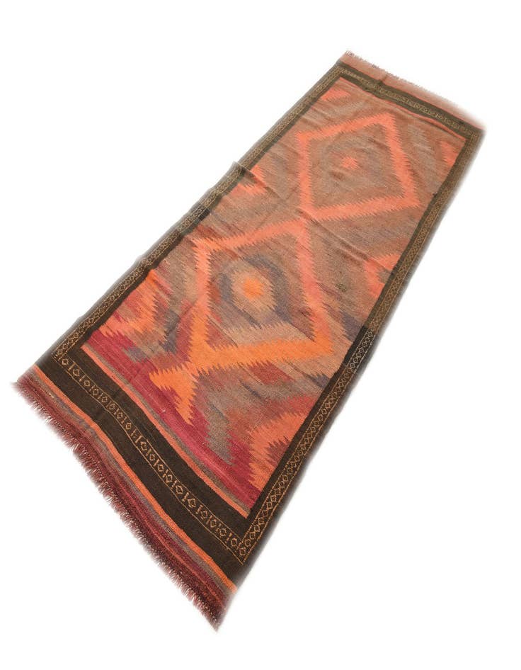 Detail image of  4' x 9' 10  Hand Woven Kilim Fars Wool Runner Rug