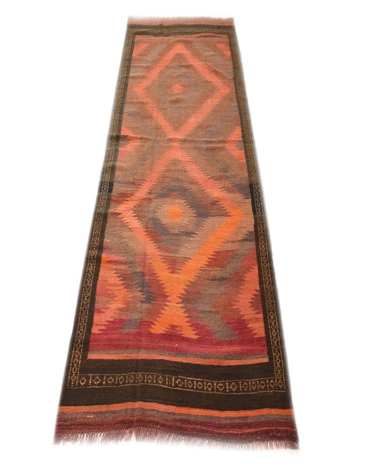 Detail image of  4' x 9' 10  Hand Woven Kilim Fars Wool Runner Rug