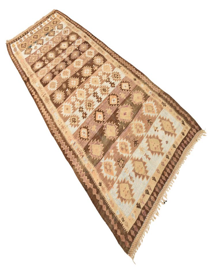 Detail image of  4' 2 x 11'  Hand Woven Kilim Fars Wool Runner Rug