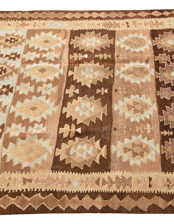 Detail image of  4' 2 x 11'  Hand Woven Kilim Fars Wool Runner Rug