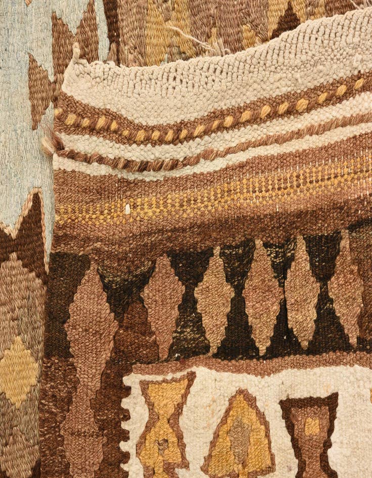 Detail image of  4' 2 x 11'  Hand Woven Kilim Fars Wool Runner Rug