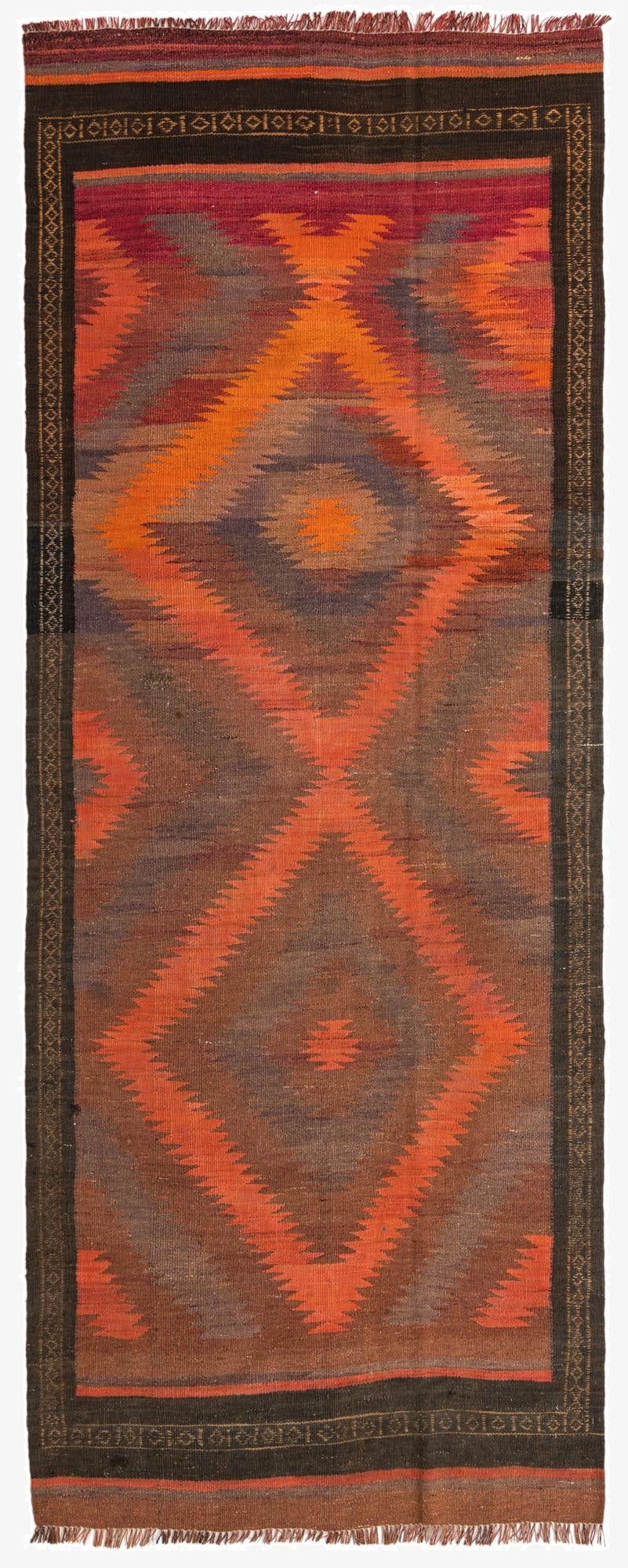  4' x 9' 10  Hand Woven Kilim Fars Wool Runner Rug