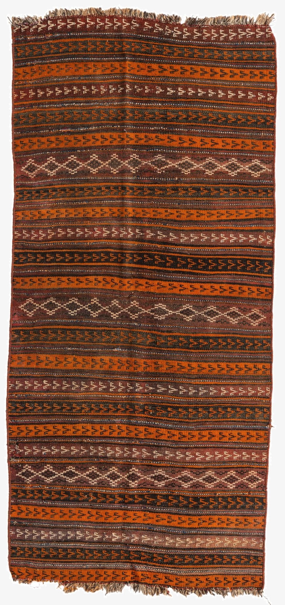  3' 6 x 7' 5  Hand Knotted Kilim Fars Persian Wool Runner Rug