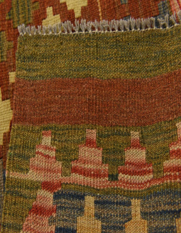 Detail image of  3' 3 x 6' 3  Hand Woven Kilim Maymana Wool Runner Rug