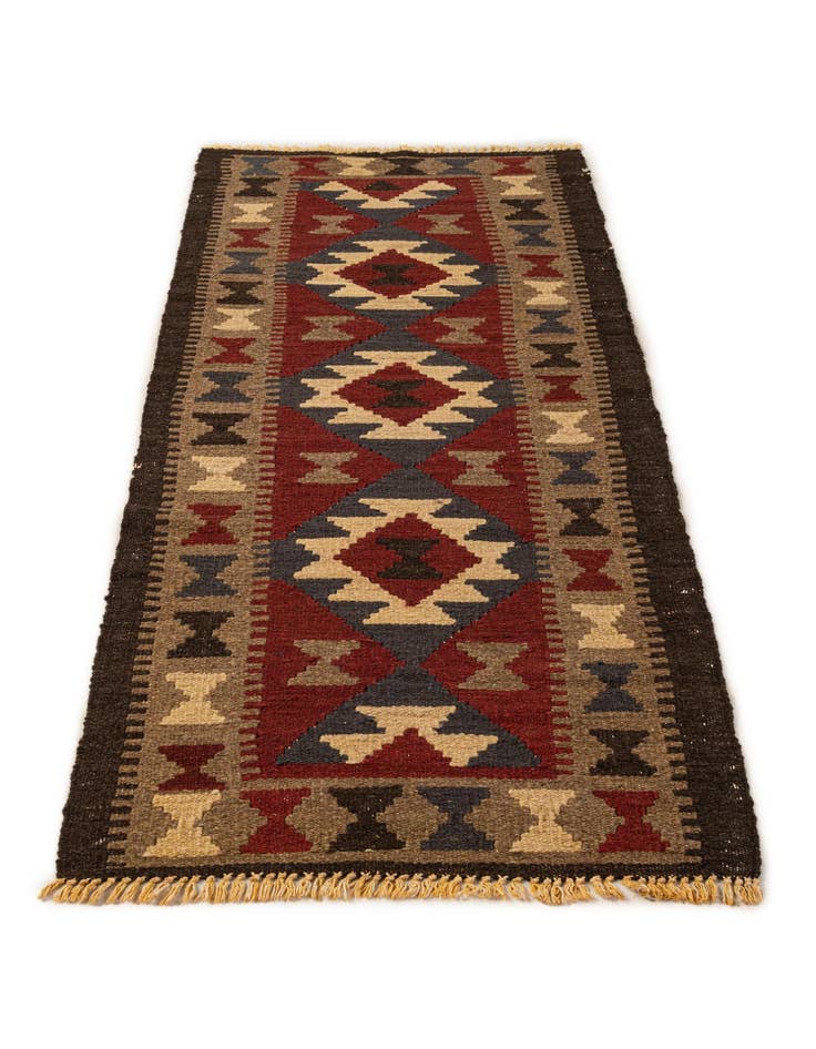 Detail image of  2' x 6' 4  Hand Woven Kilim Maymana Wool Runner Rug