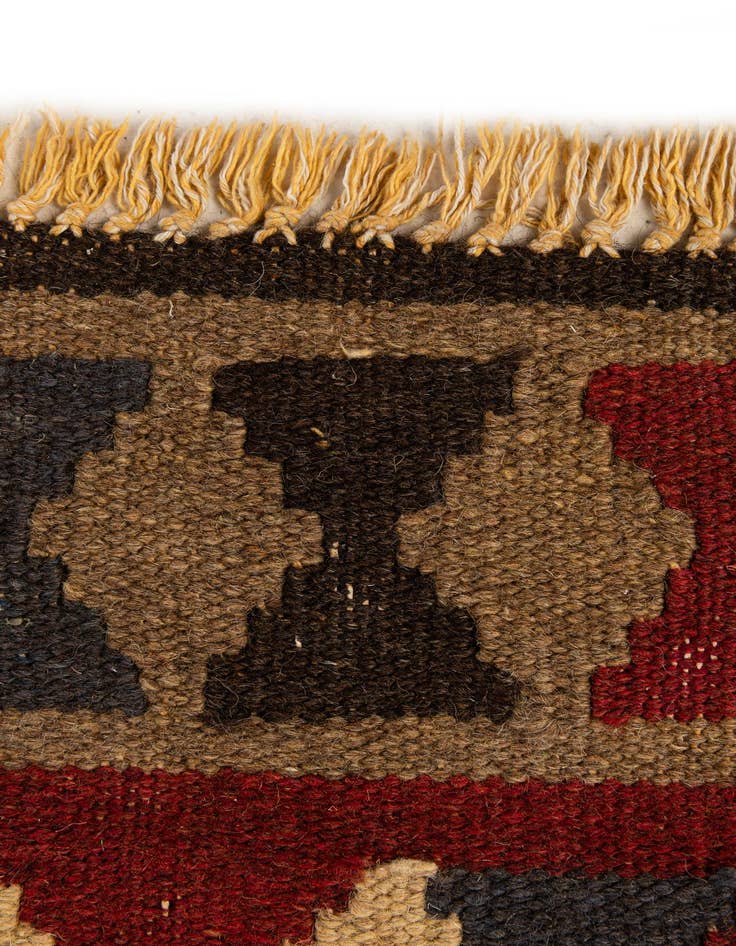 Detail image of  2' x 6' 4  Hand Woven Kilim Maymana Wool Runner Rug