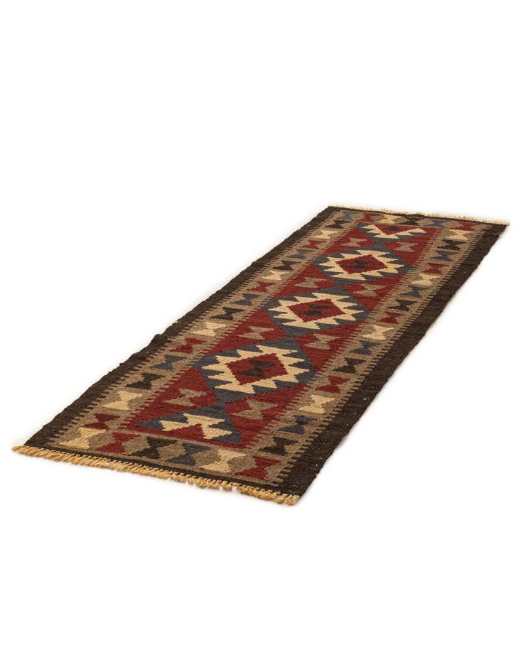 Detail image of  2' x 6' 4  Hand Woven Kilim Maymana Wool Runner Rug