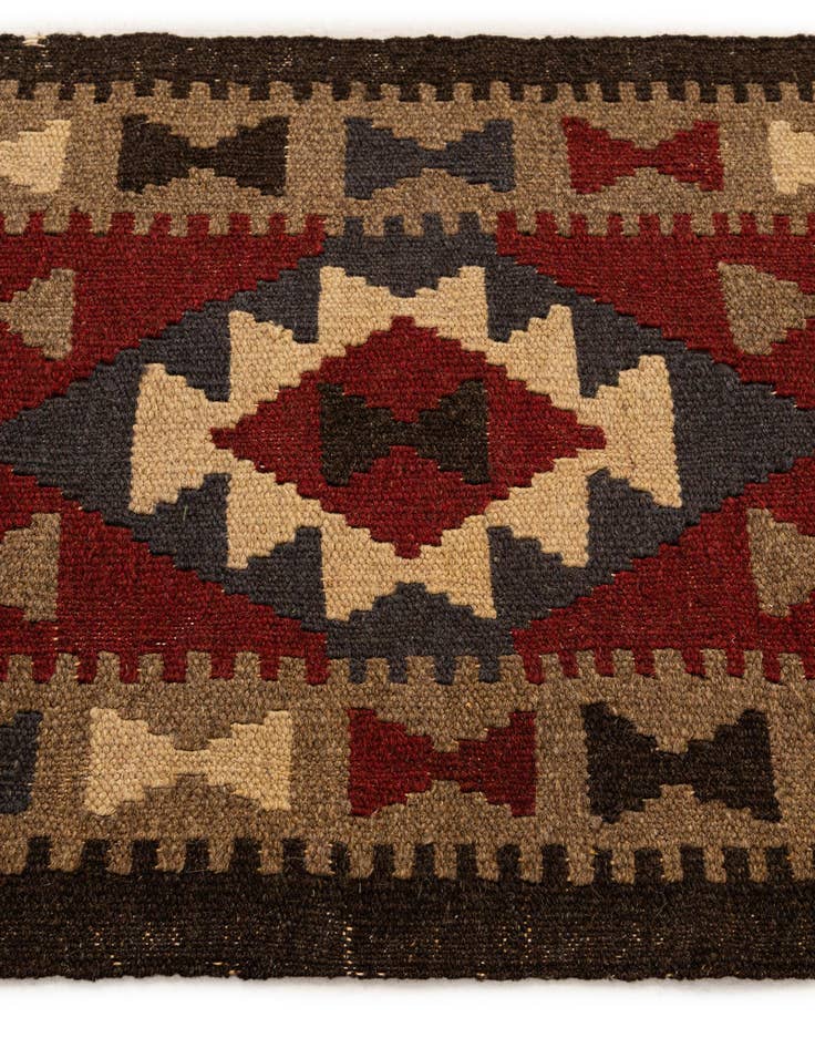 Detail image of  2' x 6' 4  Hand Woven Kilim Maymana Wool Runner Rug