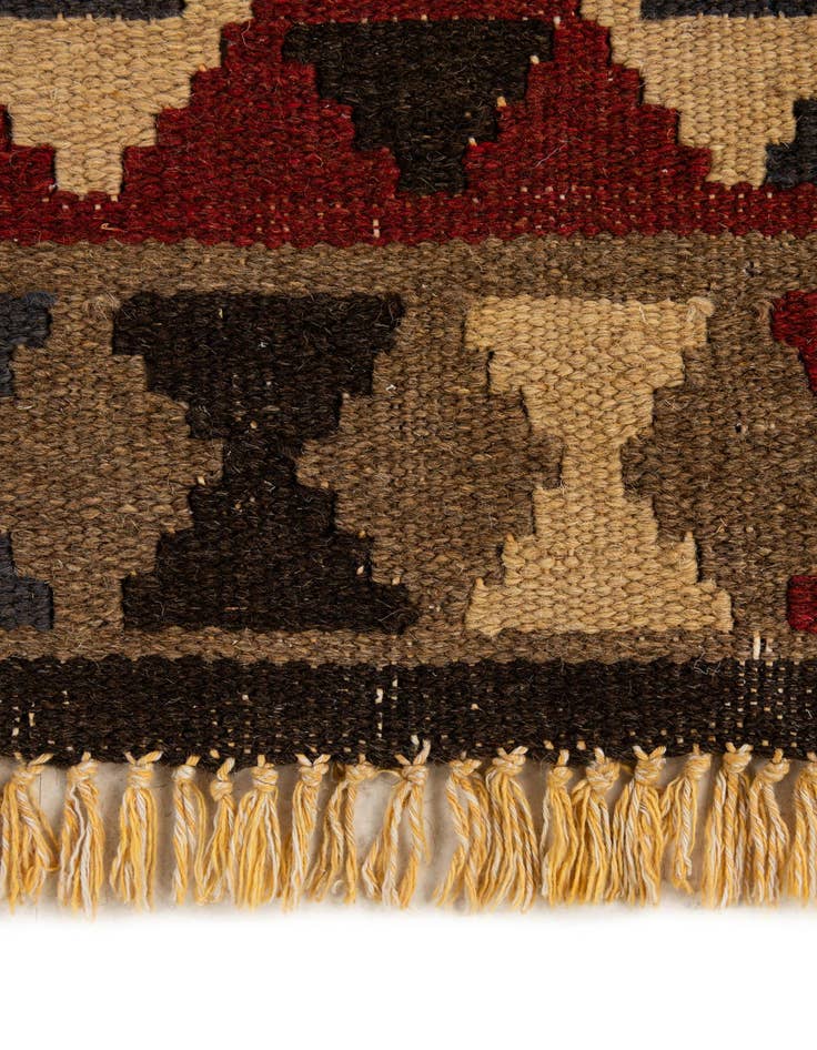 Detail image of  2' x 6' 4  Hand Woven Kilim Maymana Wool Runner Rug