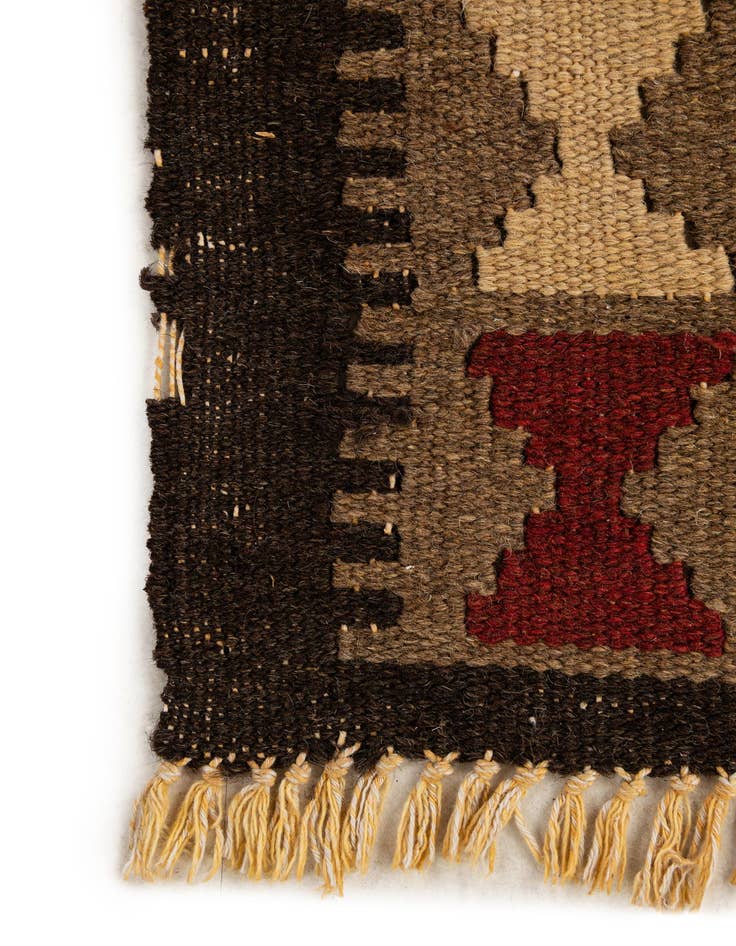 Detail image of  2' x 6' 4  Hand Woven Kilim Maymana Wool Runner Rug