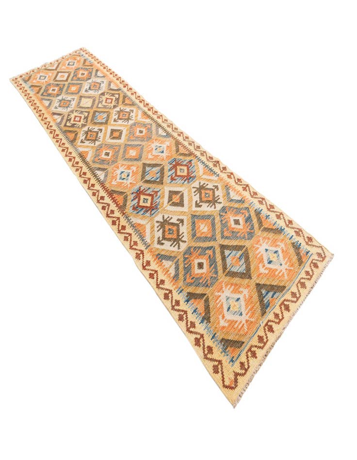 Detail image of  2' 9 x 9' 10  Hand Woven Kilim Maymana Wool Runner Rug