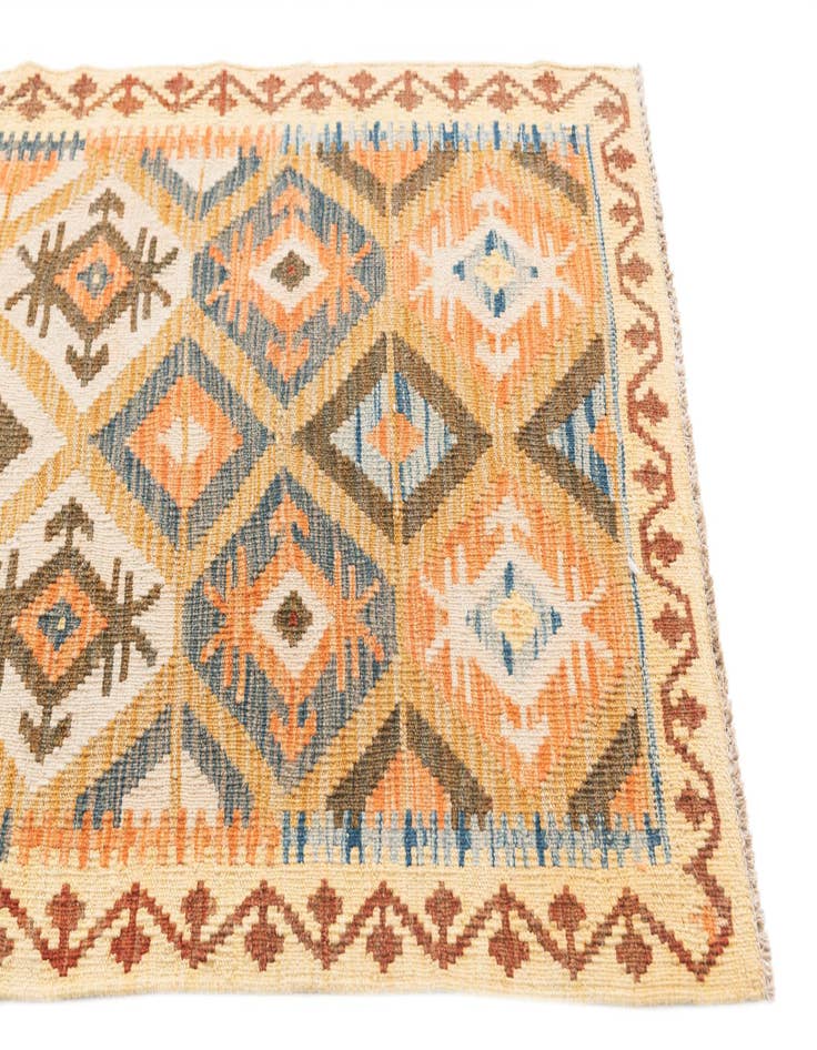 Detail image of  2' 9 x 9' 10  Hand Woven Kilim Maymana Wool Runner Rug