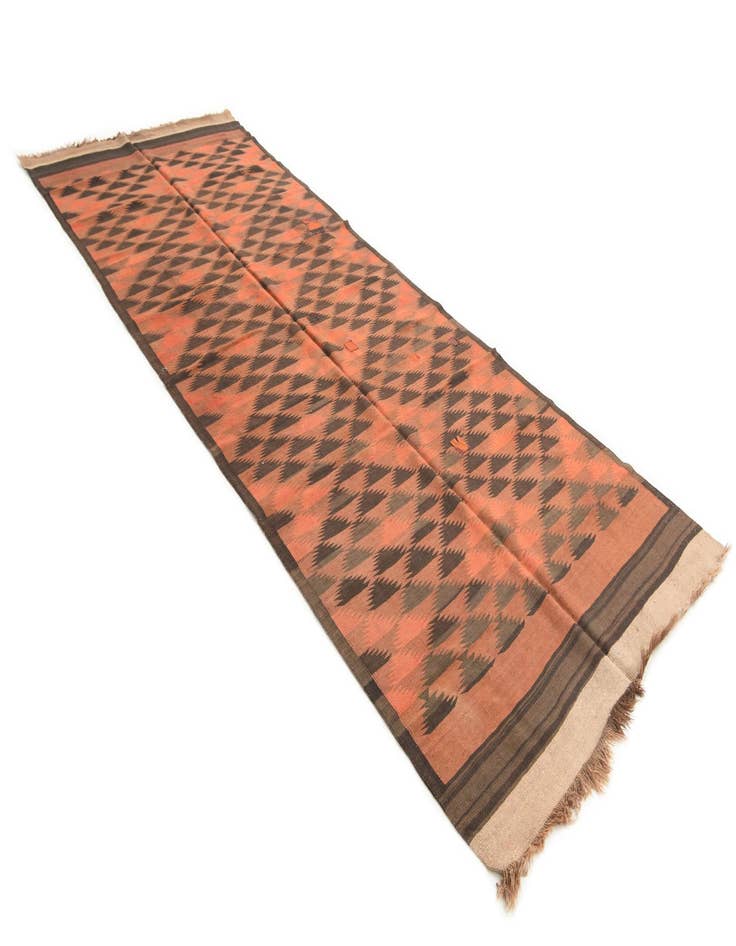 Detail image of  4' 4 x 12'  Hand Woven Kilim Maymana Wool Runner Rug