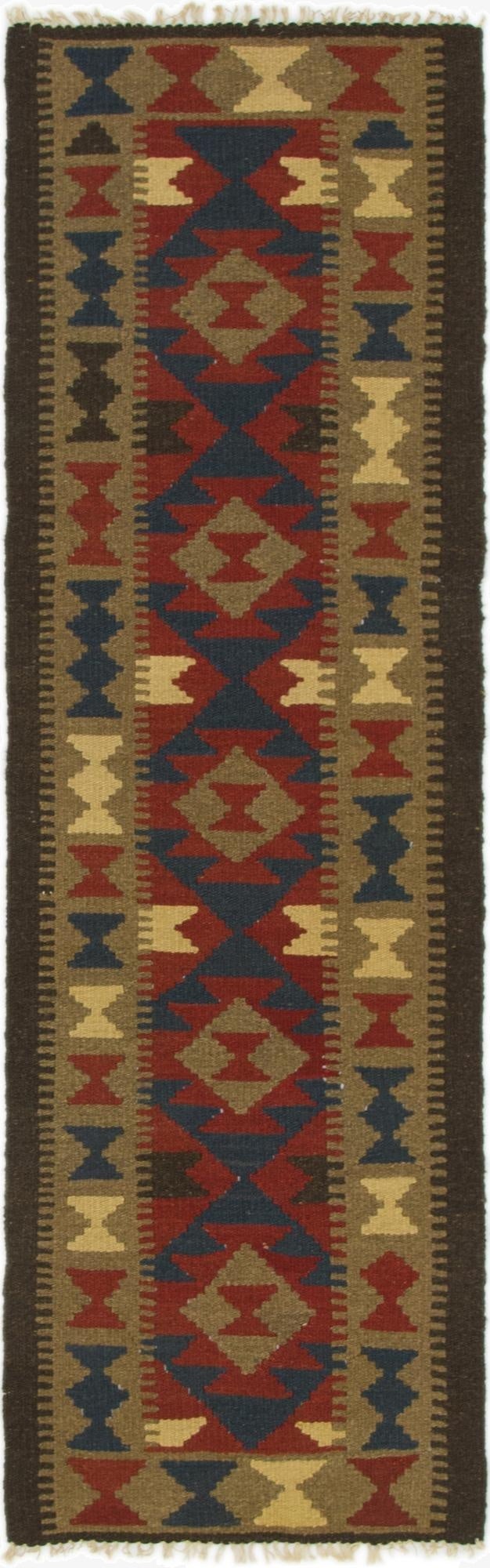  2' x 6' 7  Hand Woven Kilim Maymana Wool Runner Rug
