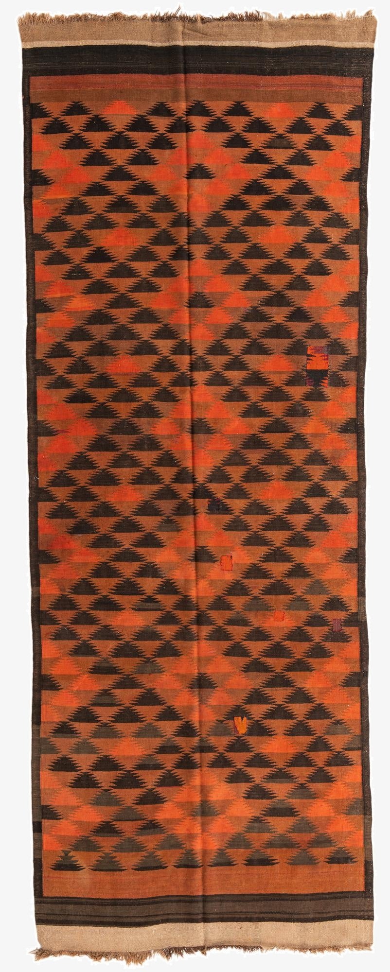  4' 4 x 12'  Hand Woven Kilim Maymana Wool Runner Rug