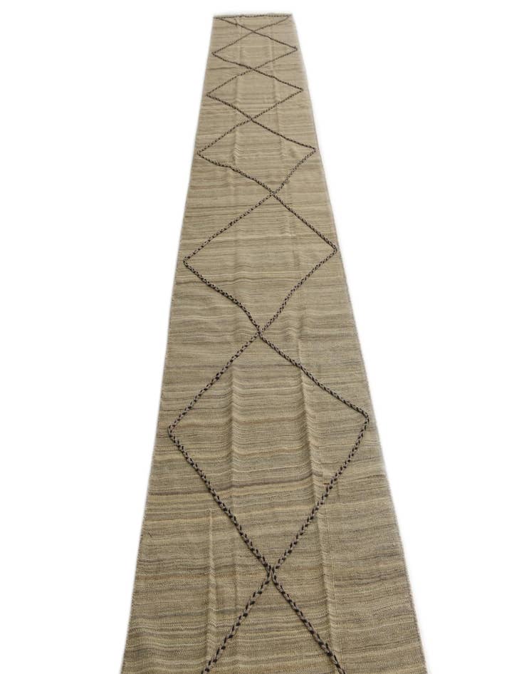 Detail image of  2' 10 x 15' 3  Hand Woven Kilim Modern Wool Runner Rug