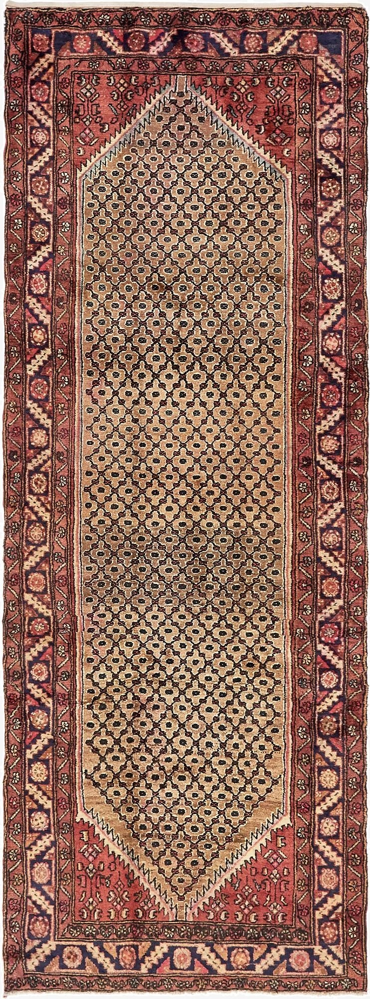  3' 8 x 9' 11  Hand Knotted Koliaei Persian Wool Runner Rug
