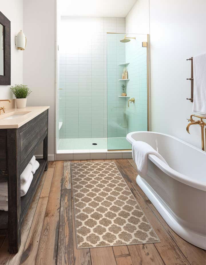 Light Brown 2' 7 x 8' Lattice Runner Rug | Rugs.com