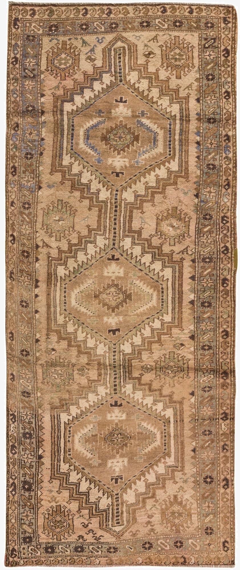  3' 8 x 8' 9  Hand Knotted Meshkin Persian Wool Runner Rug