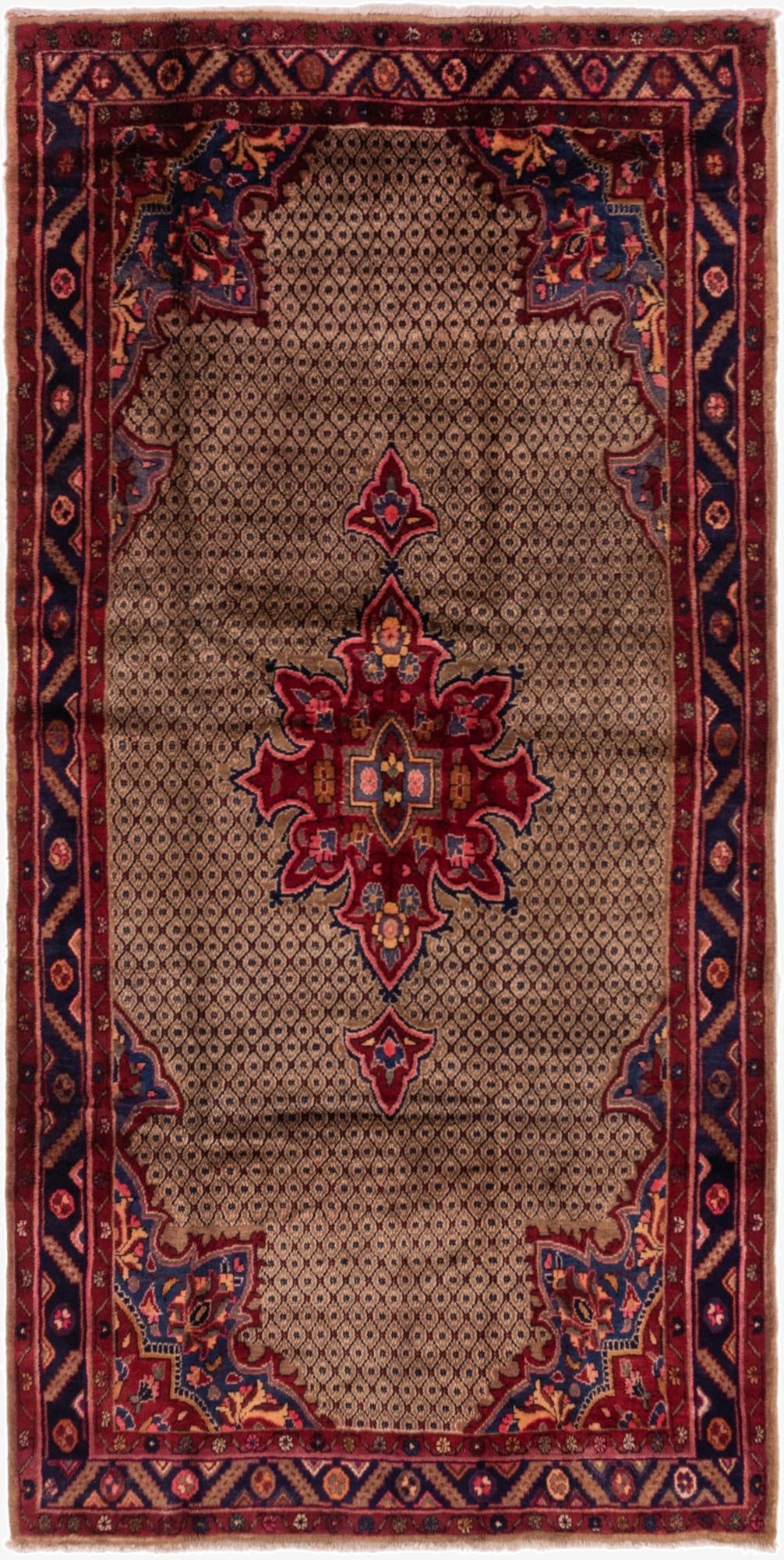  5' 3 x 10' 7  Hand Knotted Songhor Persian Wool Runner Rug