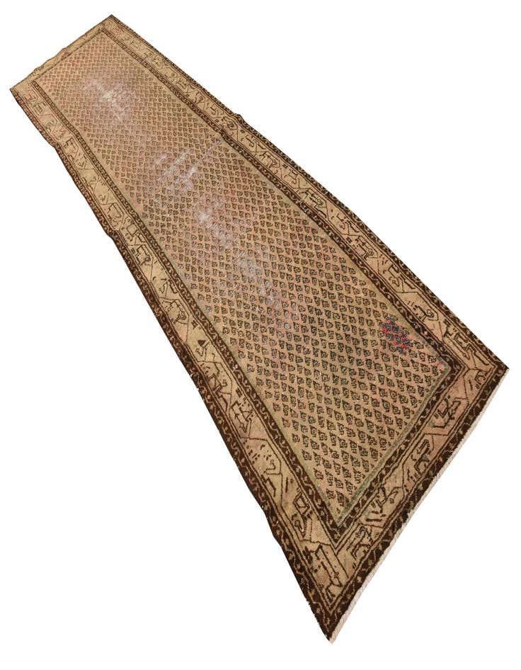 Detail image of  3' 8 x 13' 9  Hand Knotted Ultra Vintage Persian Wool Runner Rug