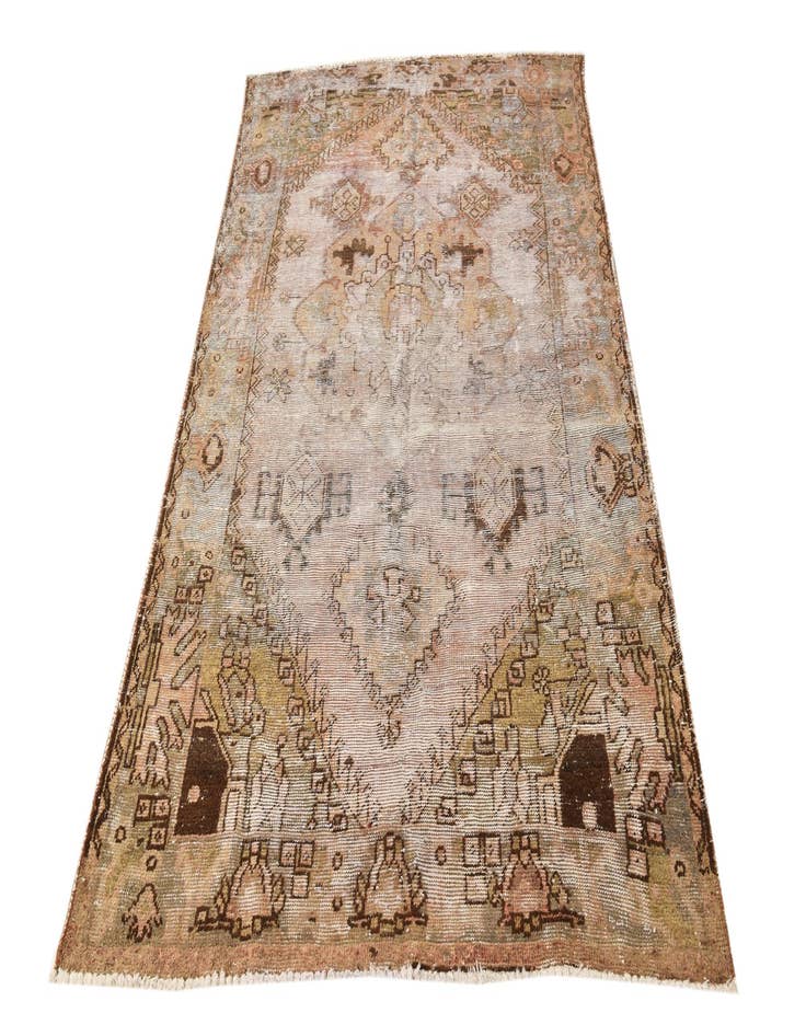 Detail image of  4' 4 x 6' 9  Hand Knotted Ultra Vintage Persian Wool Runner Rug