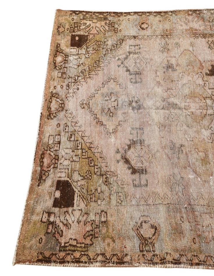 Detail image of  4' 4 x 6' 9  Hand Knotted Ultra Vintage Persian Wool Runner Rug