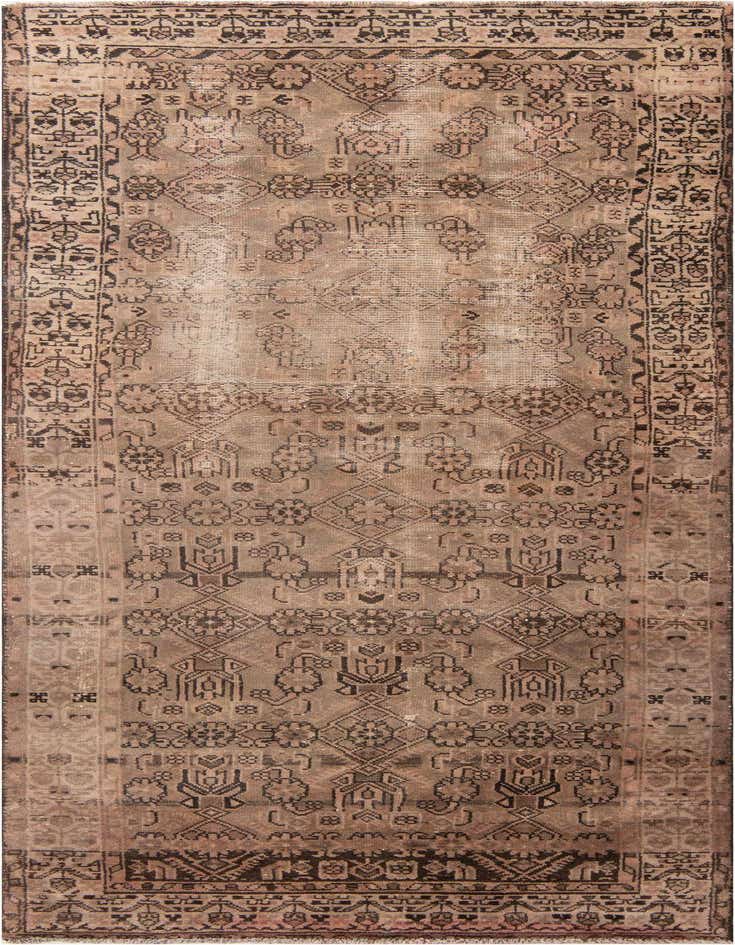 A 9 ft runner rug from the Ultra Vintage collection, featuring a distressed brown and tan Persian pattern, ideal for a hallway.