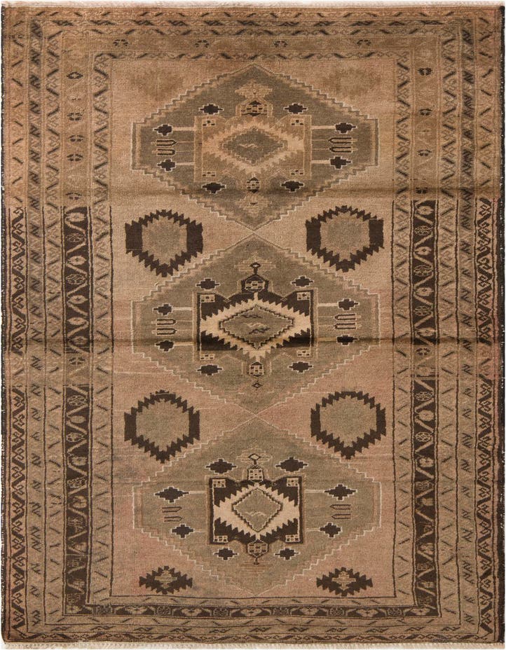 3' 7 x 7' 3  Hand Knotted Ultra Vintage Persian W...