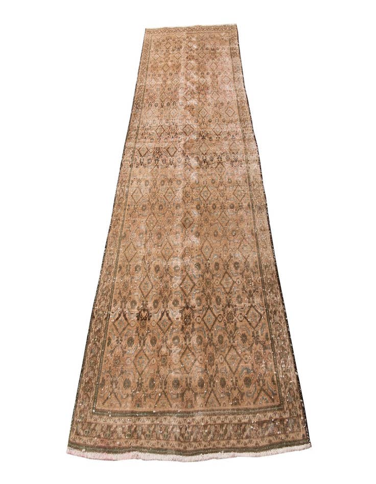 Detail image of  4' x 9' 8  Hand Knotted Ultra Vintage Persian Wool Runner Rug