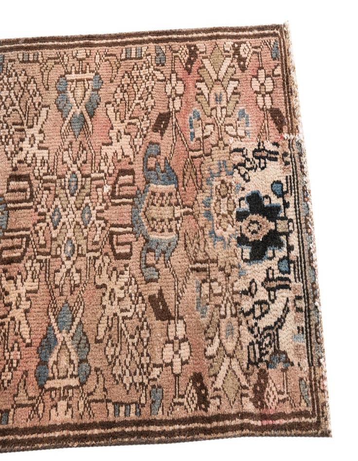 Detail image of  2' 4 x 4' 7  Hand Knotted Ultra Vintage Persian Wool Runner Rug