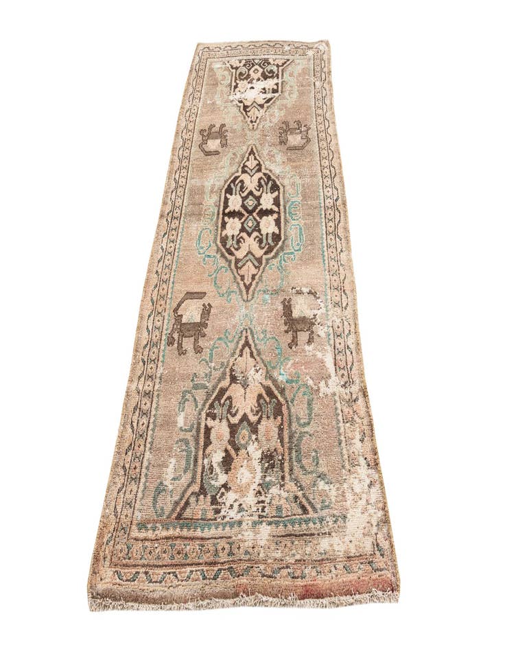 Detail image of  3' 9 x 8' 4  Hand Knotted Ultra Vintage Persian Wool Runner Rug