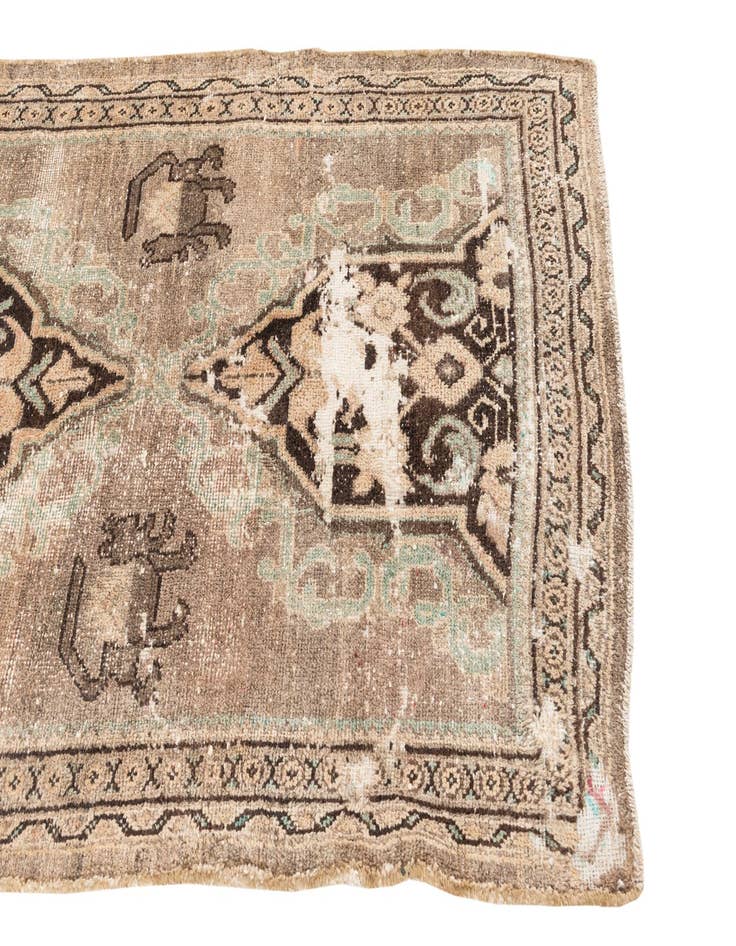 Detail image of  3' 9 x 8' 4  Hand Knotted Ultra Vintage Persian Wool Runner Rug