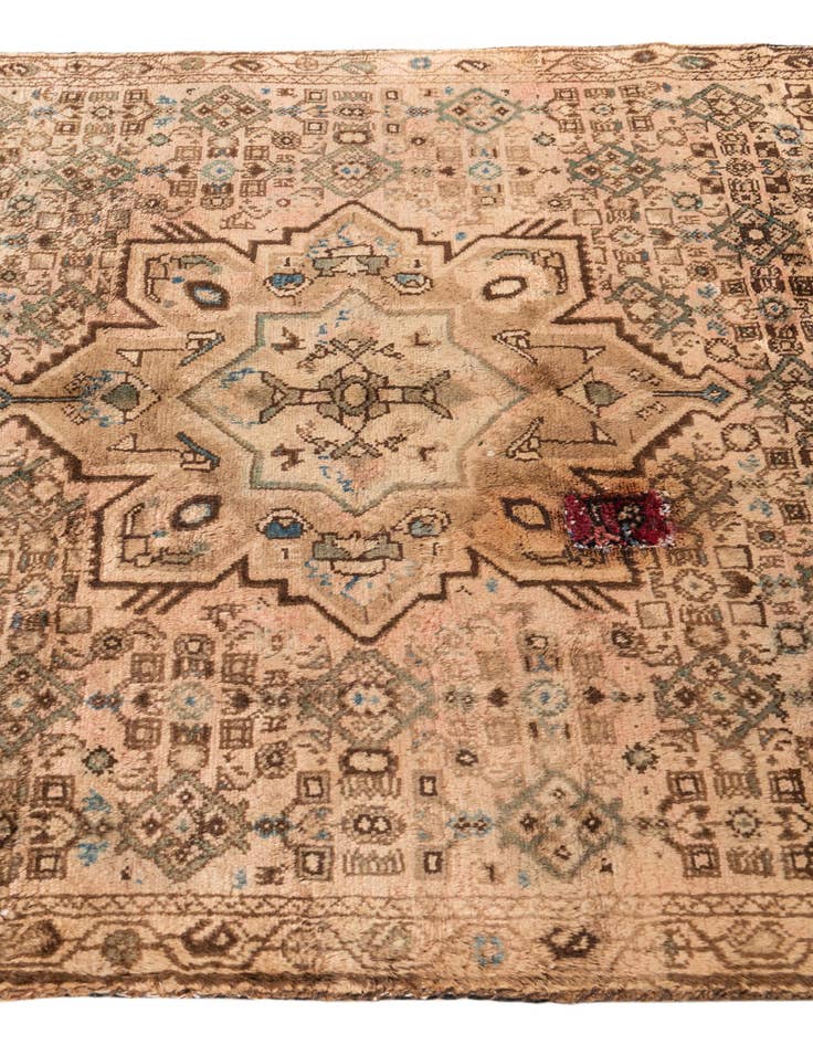Detail image of  4' 5 x 10'  Hand Knotted Ultra Vintage Persian Wool Runner Rug
