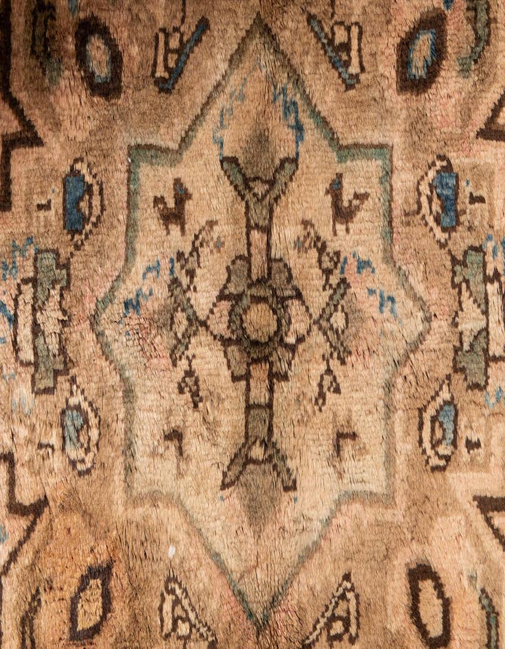 Detail image of  4' 5 x 10'  Hand Knotted Ultra Vintage Persian Wool Runner Rug