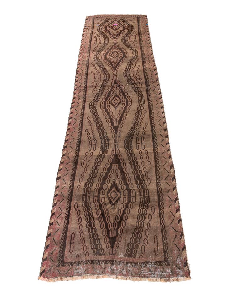 Detail image of  4' 7 x 10' 4  Hand Knotted Ultra Vintage Persian Wool Runner Rug