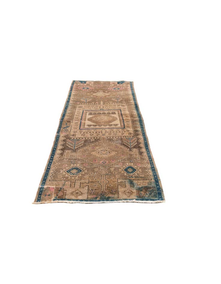 Detail image of  3' 2 x 8' 1  Hand Knotted Ultra Vintage Persian Wool Runner Rug