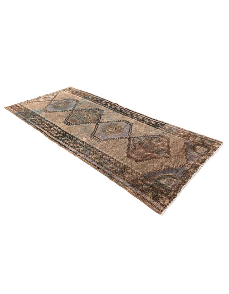 Detail image of  3' 7 x 7' 9  Hand Knotted Ultra Vintage Persian Wool Runner Rug