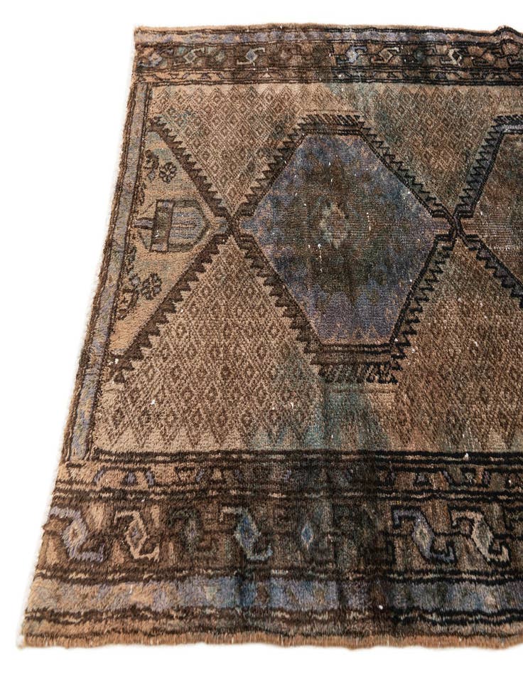 Detail image of  3' 7 x 7' 9  Hand Knotted Ultra Vintage Persian Wool Runner Rug