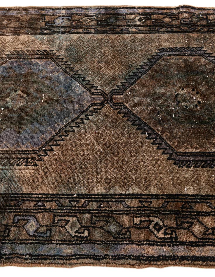 Detail image of  3' 7 x 7' 9  Hand Knotted Ultra Vintage Persian Wool Runner Rug
