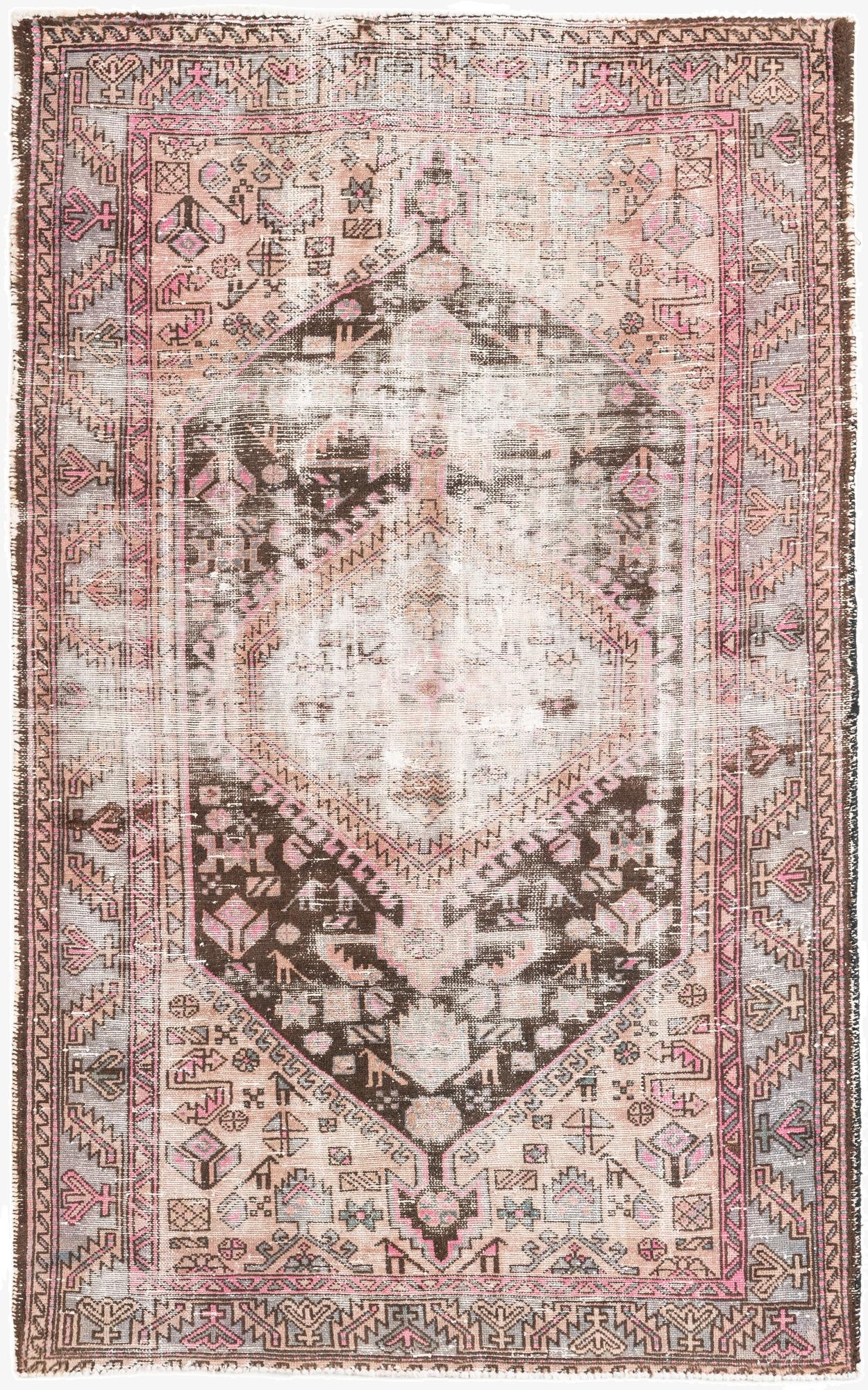  4' 4 x 7' 4  Hand Knotted Ultra Vintage Persian Wool Runner Rug