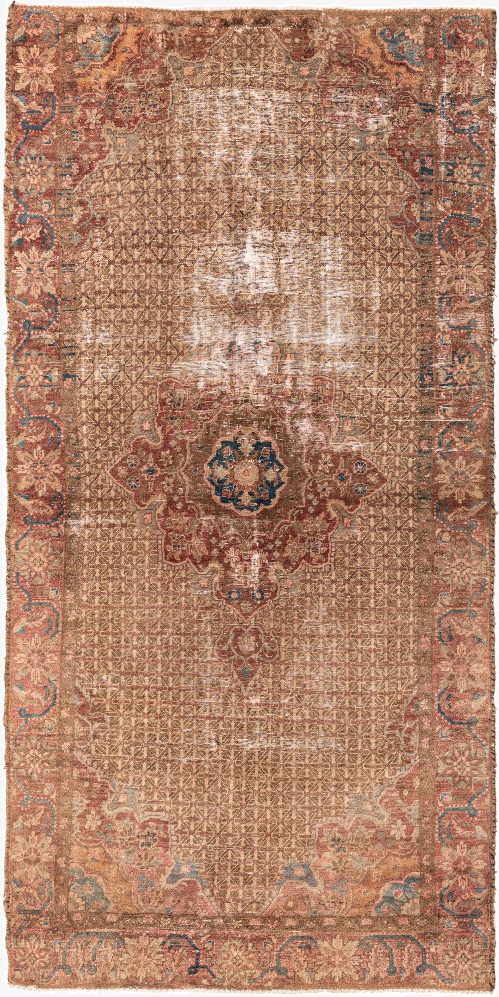  4' 6 x 9' 4  Hand Knotted Ultra Vintage Persian Wool Runner Rug