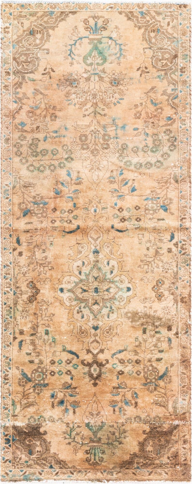  3' x 7' 7  Hand Knotted Ultra Vintage Persian Wool Runner Rug