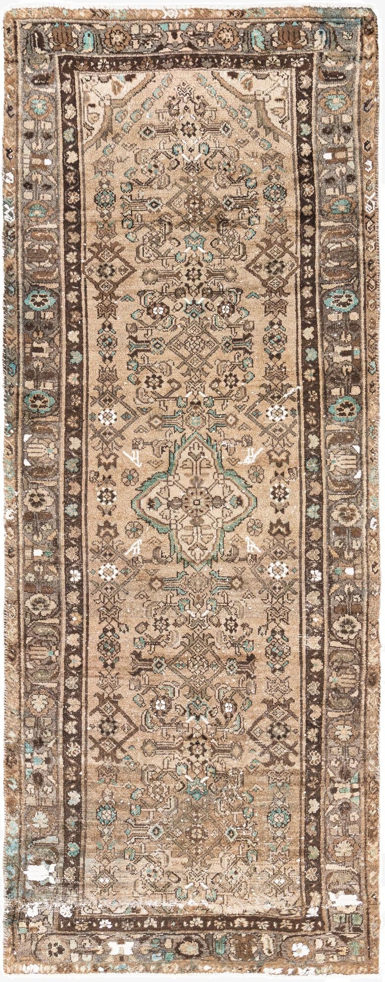 3' 5 x 9' 5  Hand Knotted Ultra Vintage Persian Wool Runner Rug