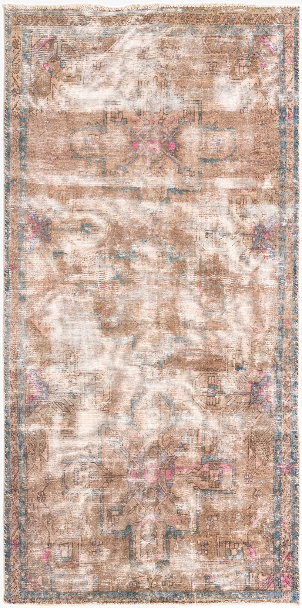  4' x 8' 2  Hand Knotted Ultra Vintage Persian Wool Runner Rug