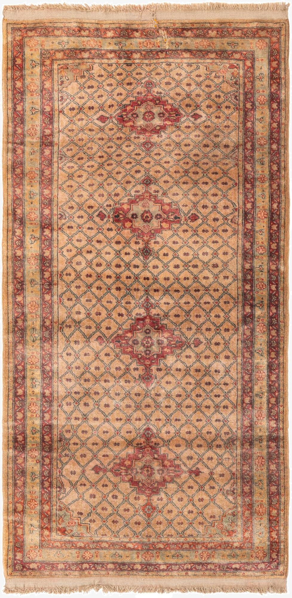  3' 5 x 6' 10  Hand Knotted Ultra Vintage Persian Wool Runner Rug