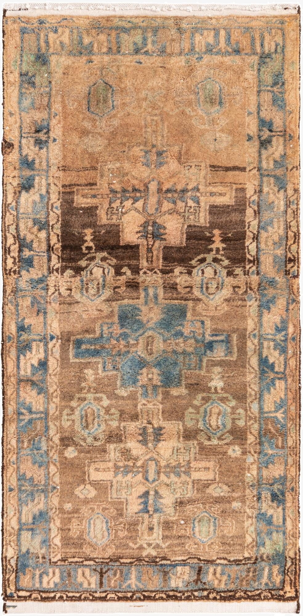  3' 10 x 7' 4  Hand Knotted Ultra Vintage Persian Wool Runner Rug