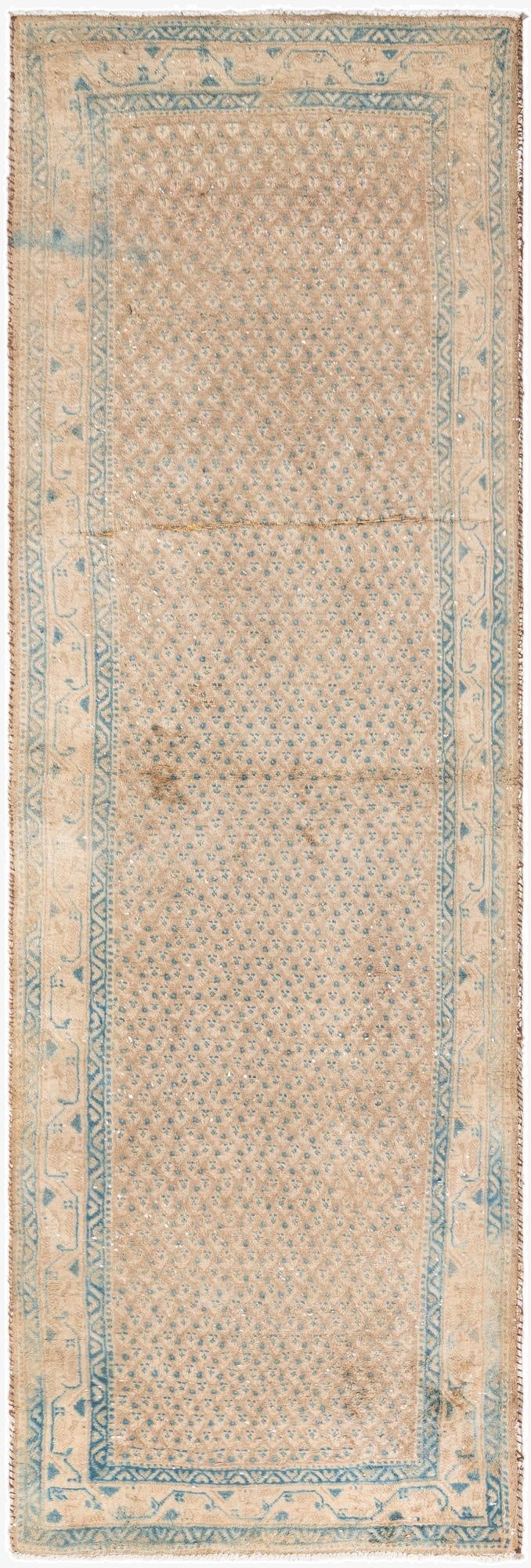  3' 7 x 10' 4  Hand Knotted Ultra Vintage Persian Wool Runner Rug