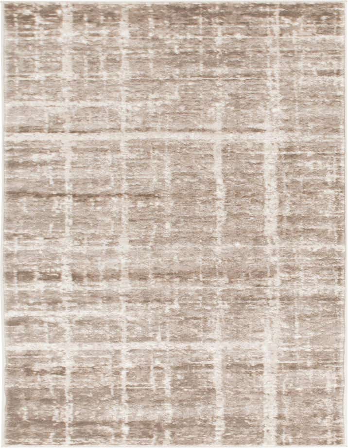 A 6 ft runner rug in shades of brown and tan with a distressed, textured stripe pattern, ideal for a hallway.