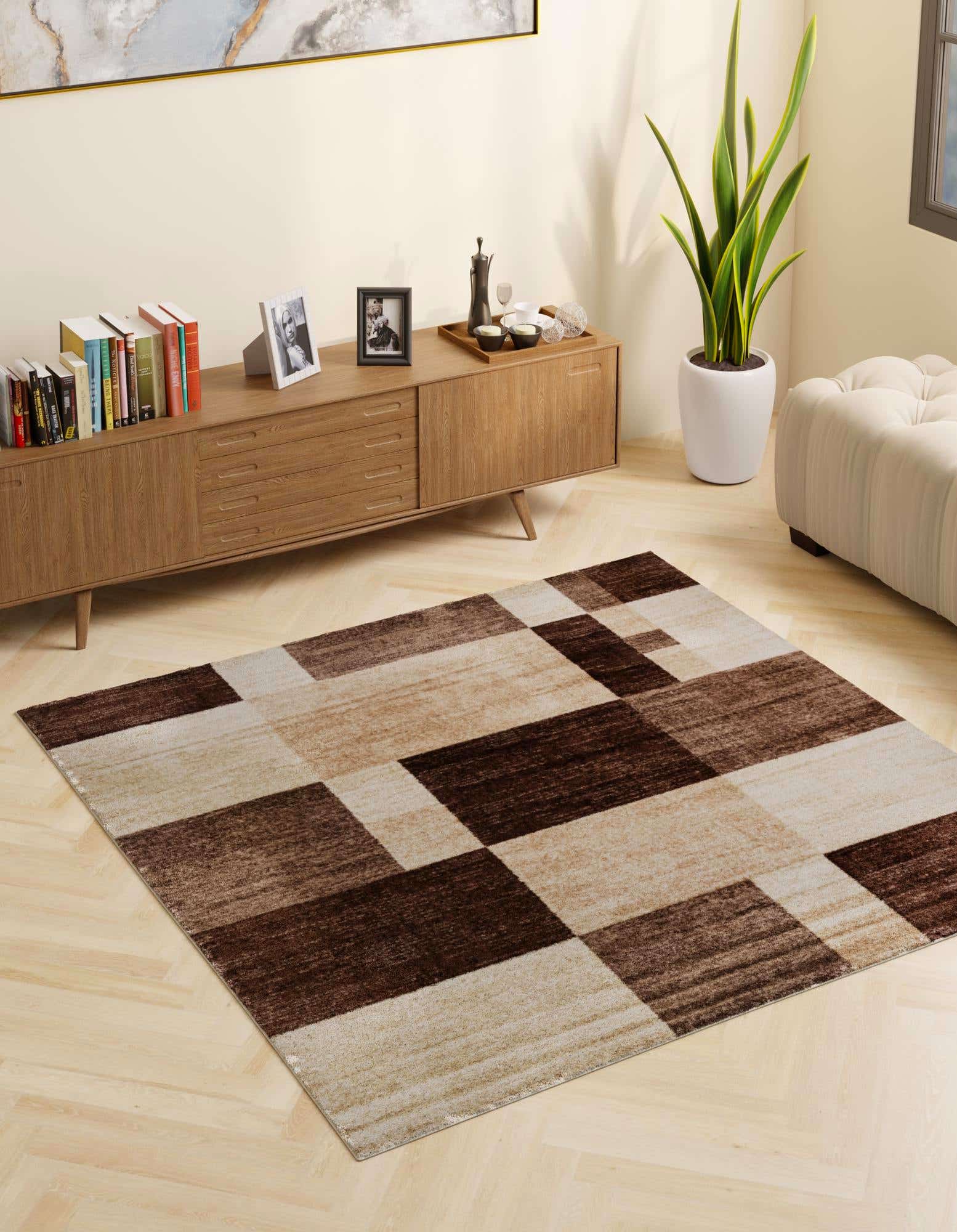 Light Brown 7' 10 x 7' 10 Equinox Square Rug | Rugs.com